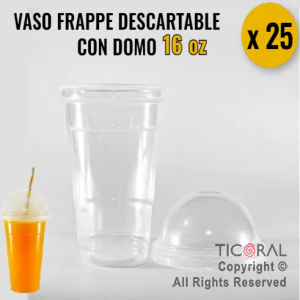 VASO FRAPPE COMBO CON TAPA DOMO 16 OZ 480 ML - LINEA NUEVA YORK x 25